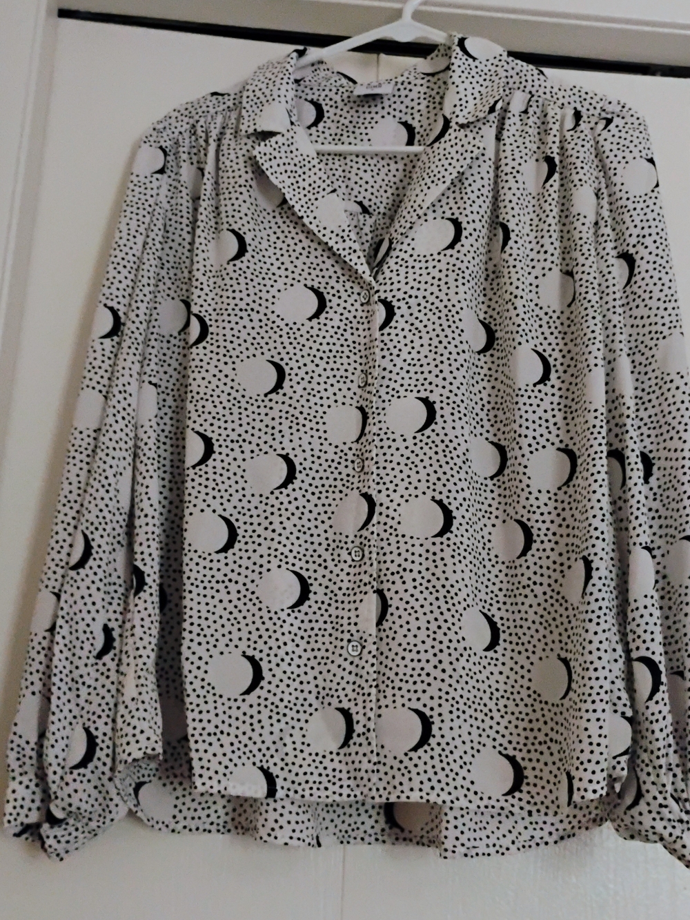 Cabi Eclipse Crescent Moon Polka Dot Blouse S Whimsigoth Style 4340